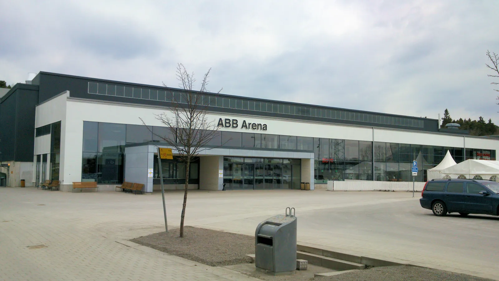 ABB Arena Nord's entrance front on Rocklunda, Västerås — ABB Arena Nord