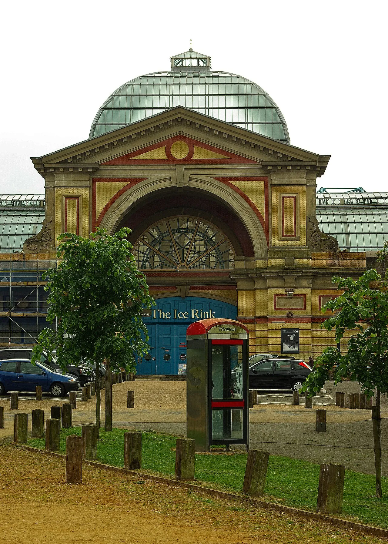 The Ice Rink entrance, a blue-doored arch at the end of Alexandra Palace — Alexandra Palace Ice Rink