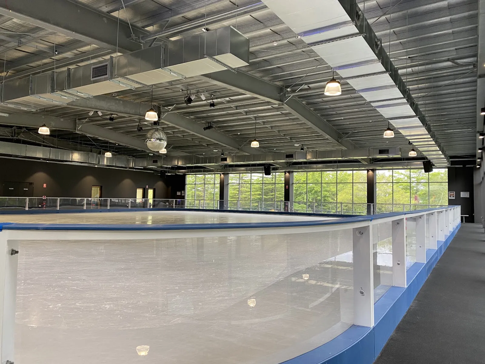 The empty 25 m by 22 m ice at Blue Mountains Ice Skating Rink — Blue Mountains Ice Skating Rink