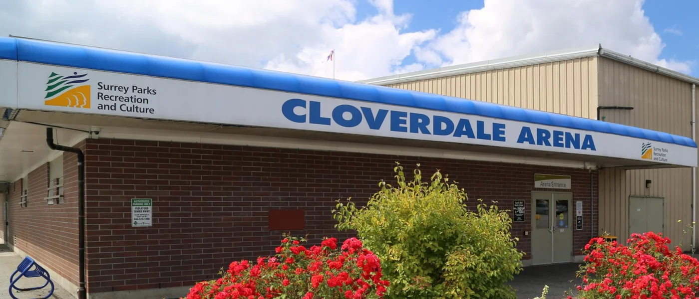 Cloverdale Arena’s entrance on 176 Street. — Cloverdale Arena