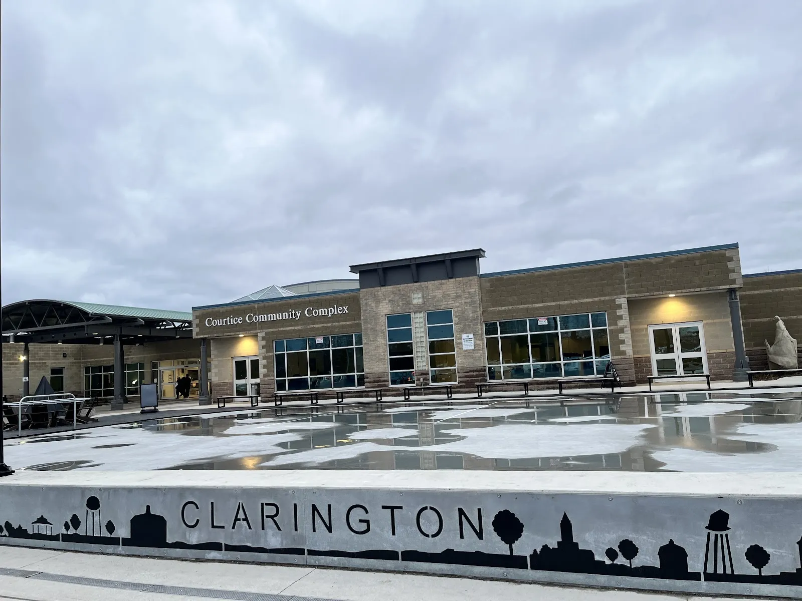 The outside of Courtice Community Complex Outdoor Rink, in a photo from its Google Maps listing. — Courtice Community Complex Outdoor Rink