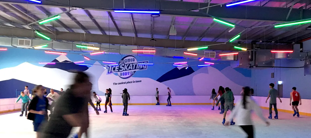 The ice at Darwin Ice Skating Centre under disco lighting — Darwin Ice Skating Centre