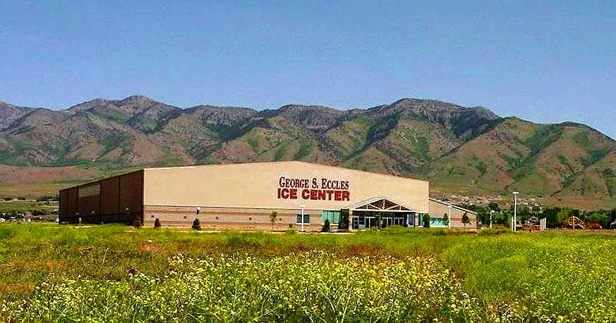 The George S. Eccles Ice Center building and its sign. — George S. Eccles Ice Center