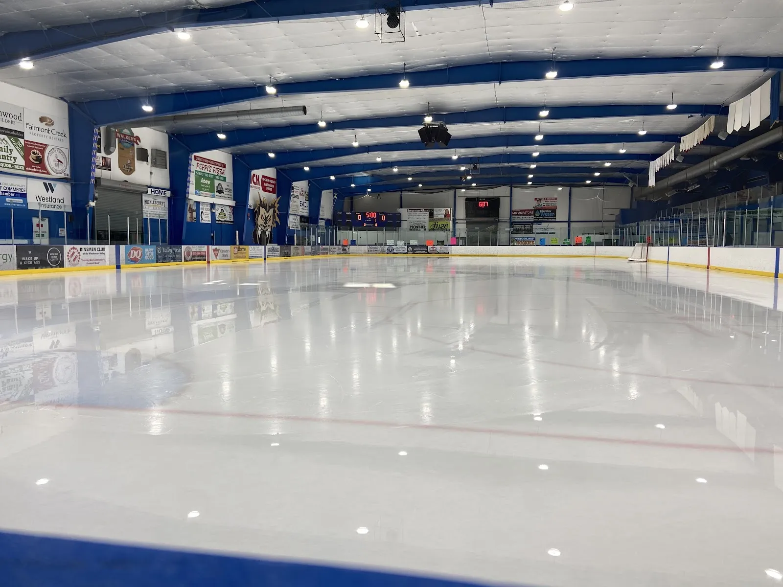 The empty ice sheet inside the Eddie Mountain Memorial Arena, 502 13th St — Eddie Mountain Memorial Arena