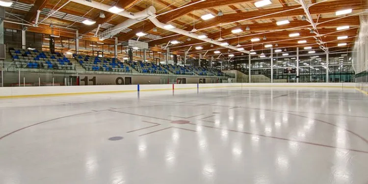 Interior view of The Meadows Arena ice and spectator seating. — The Meadows Arena