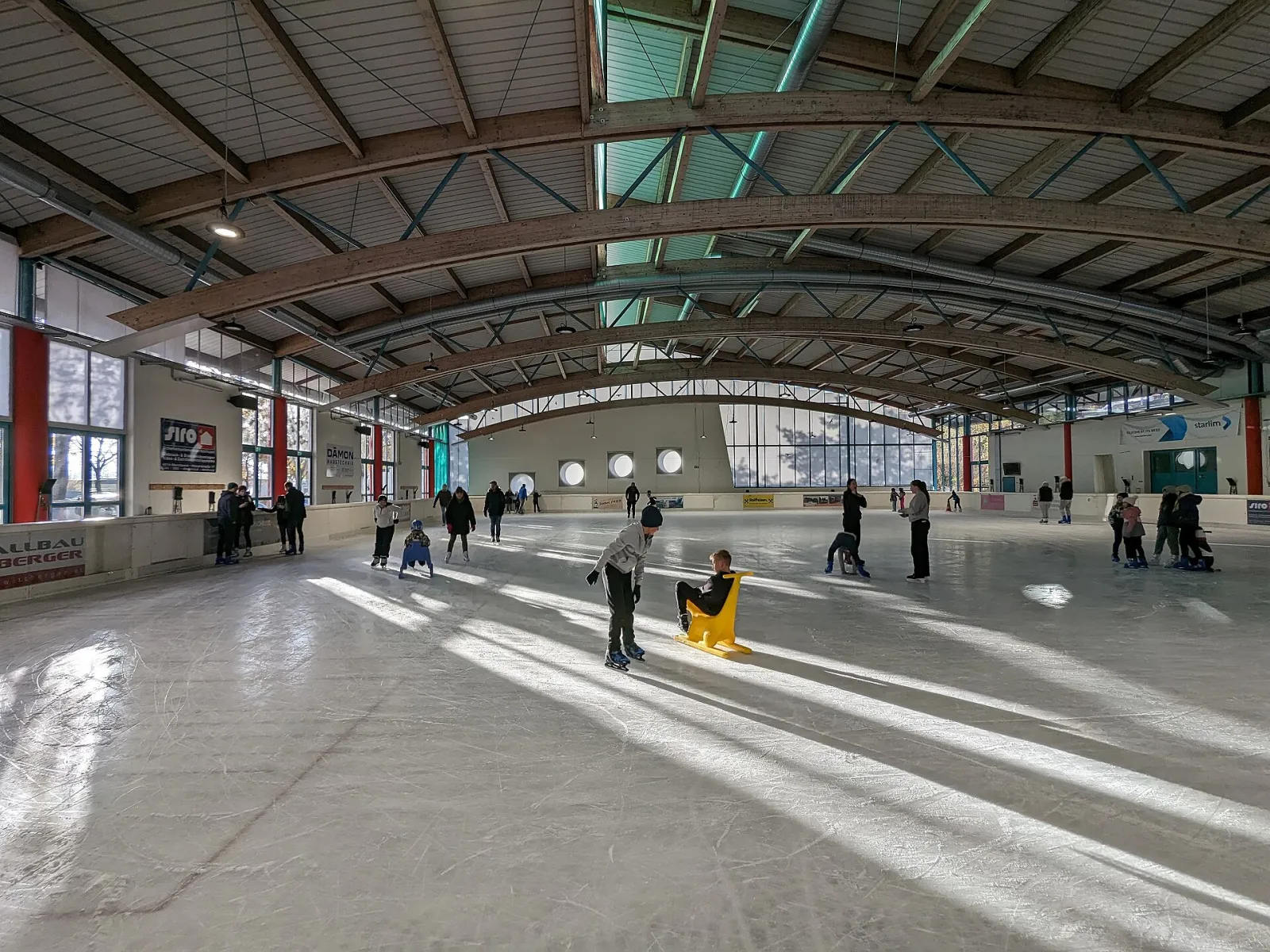 Interior of the Eishalle Marchtrenk during public skating — Eishalle Marchtrenk