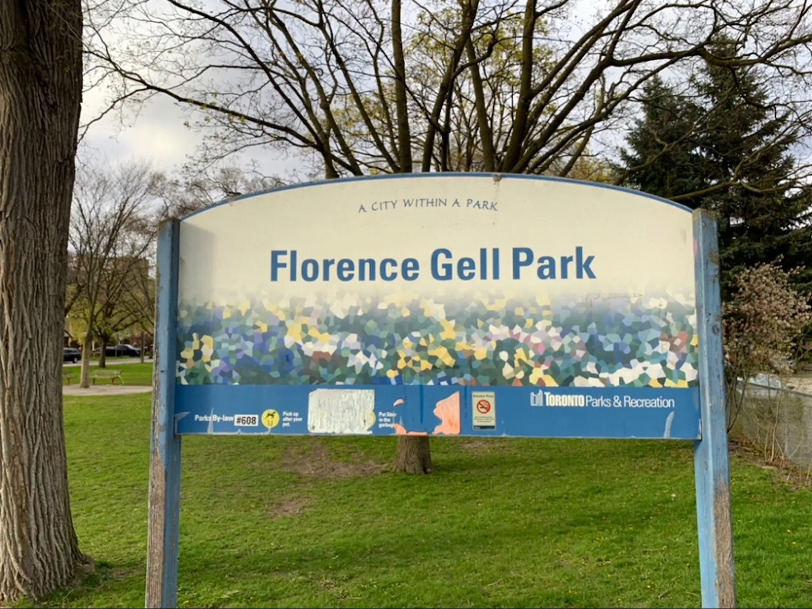 The Florence Gell Park sign, in a photo from its Google Maps listing. — Florence Gell Park Natural Ice Rink