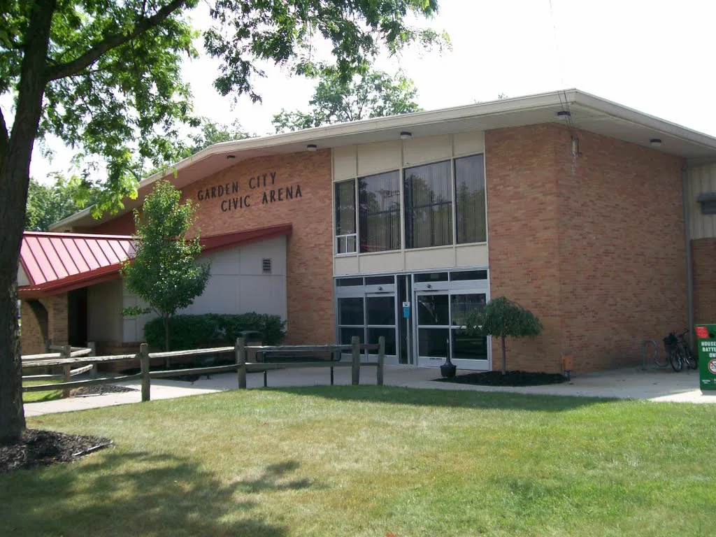 Low mid-century brick arena — Garden City Civic Arena