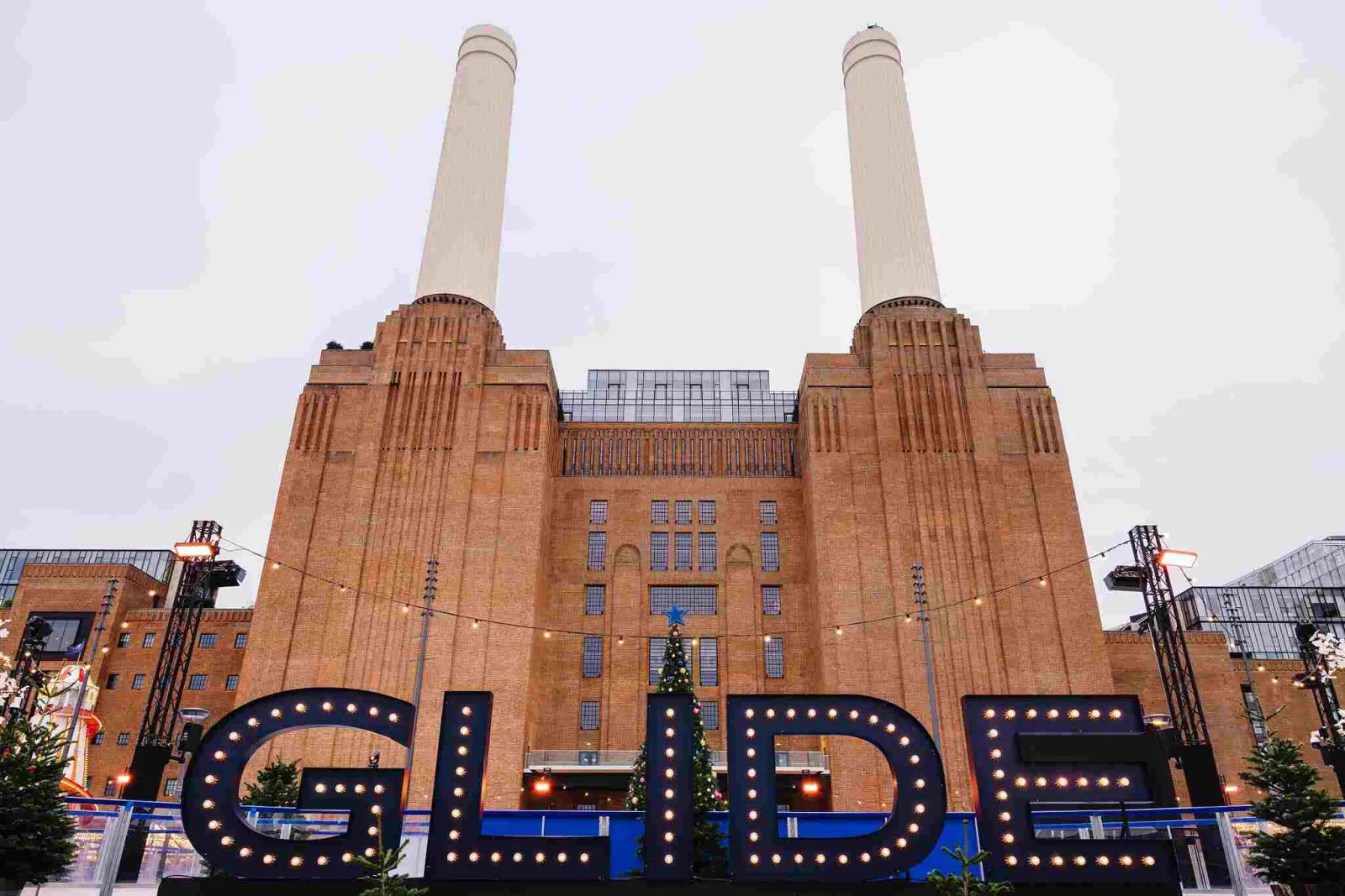 The Glide sign in front of Battersea Power Station — Glide at Battersea Power Station