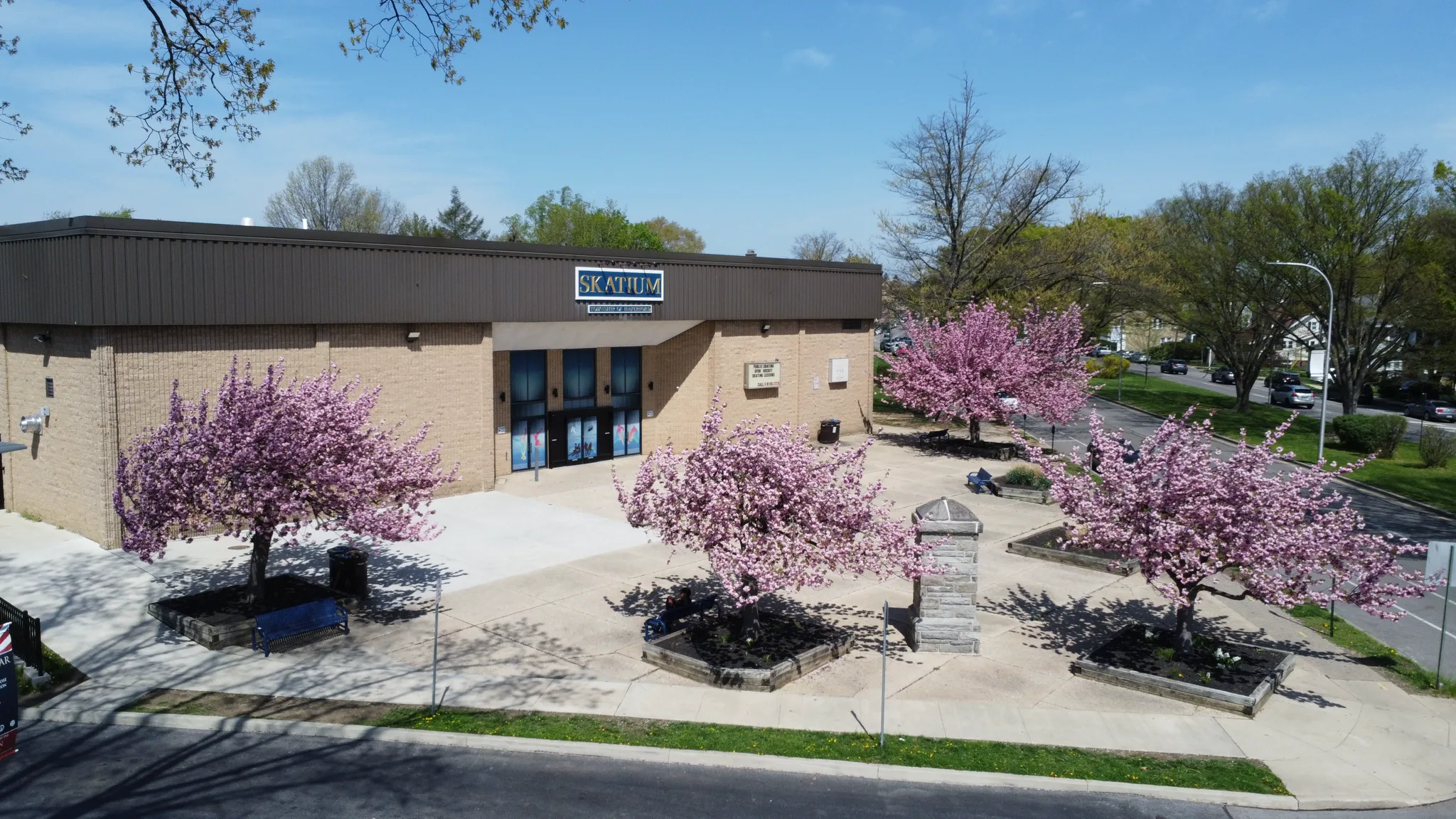 Skatium's front elevation on a clear spring day — Haverford Township Skatium