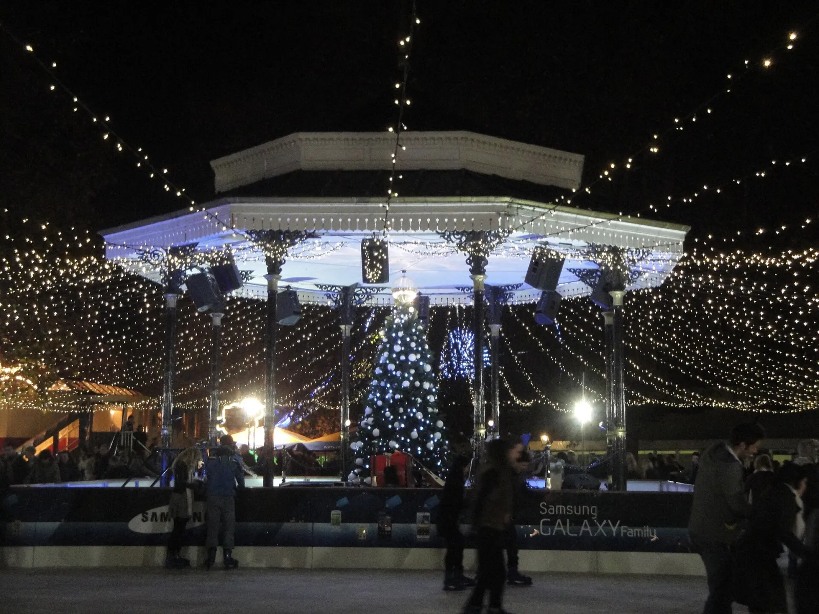 The Victorian bandstand under the canopy of lights, with the rink around it (Winter Wonderland 2011) — Hyde Park Winter Wonderland Ice Rink