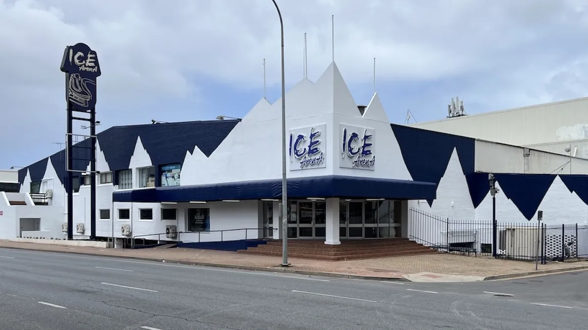 The front of IceArenA on James Congdon Drive, Thebarton — IceArenA
