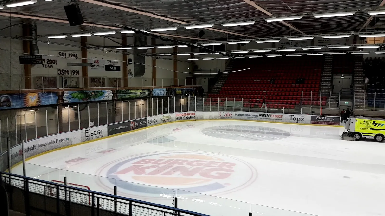 The empty ice sheet and stands inside Kungsbacka ishall — Kungsbacka ishall