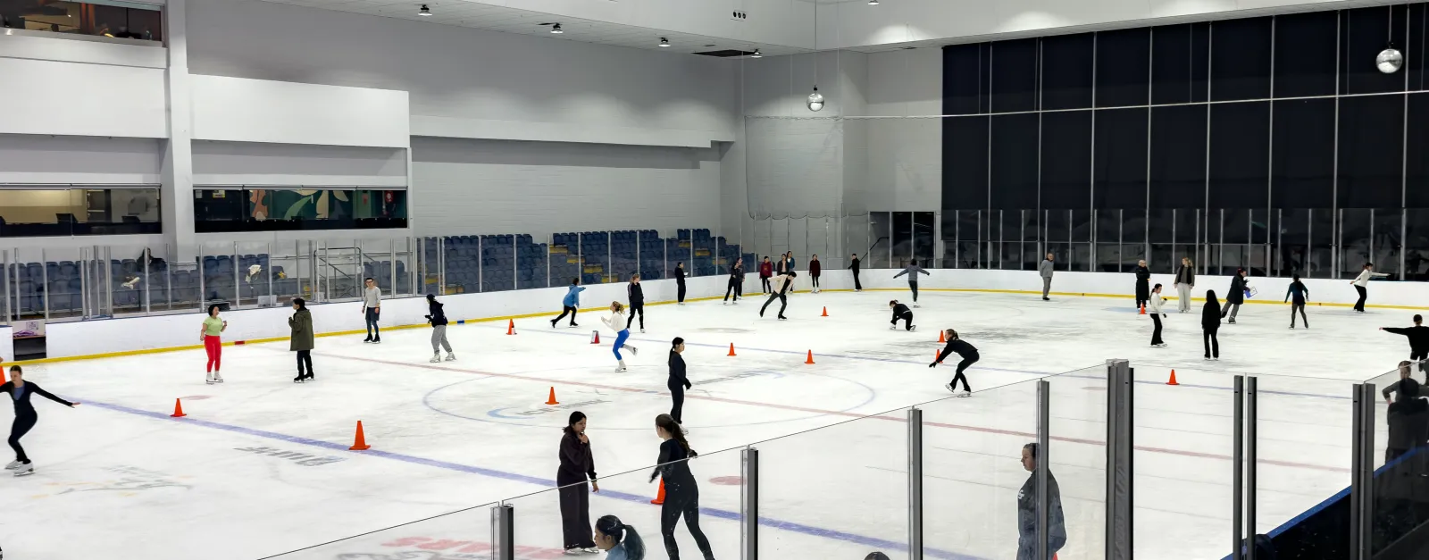 The 60 m by 30 m ice at Macquarie Ice Rink during a public session — Macquarie Ice Rink