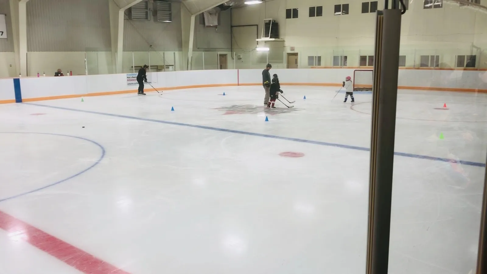 Skaters and cones on the ice at the MacTier Memorial Arena — MacTier Memorial Arena