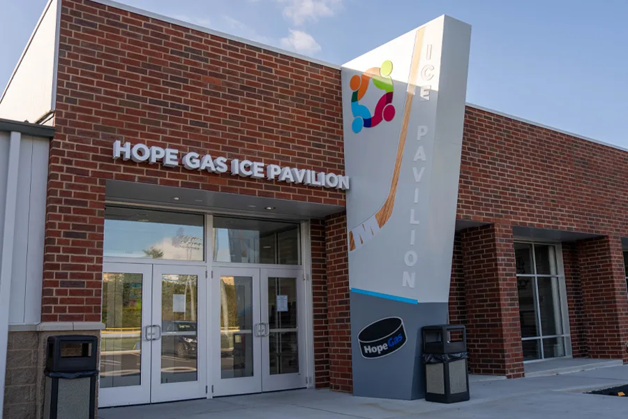 Main entrance of the Hope Gas Ice Pavilion — Hope Gas Ice Pavilion at Mylan Park