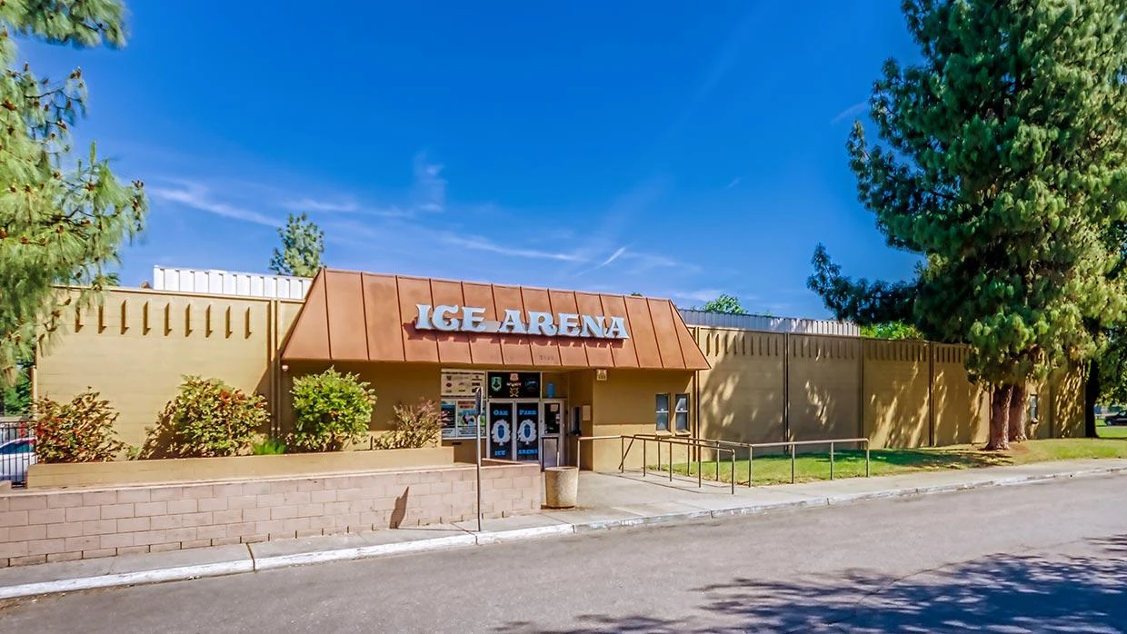 The Oak Park Ice Rink entrance in Stockton. — Oak Park Ice Rink