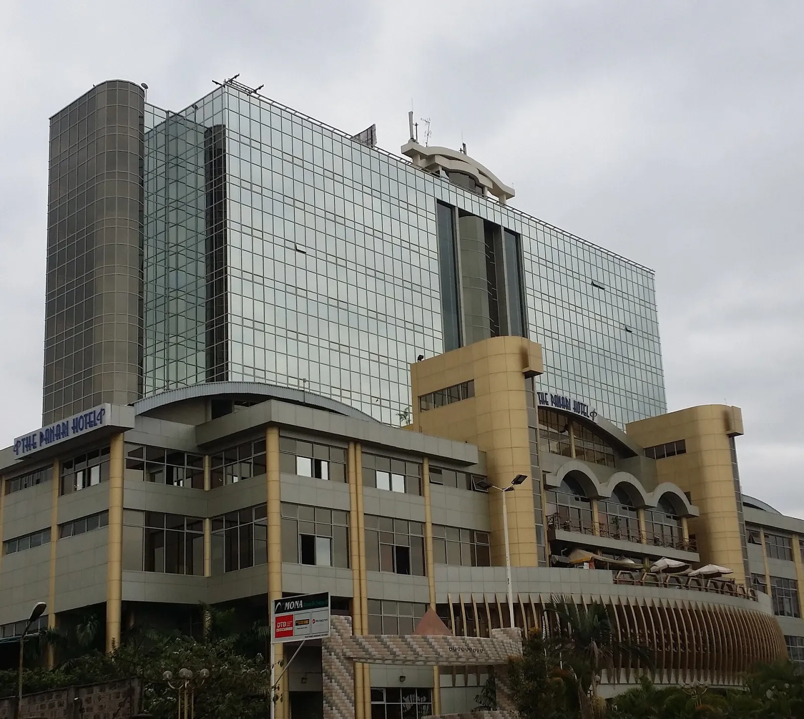 The Panari Hotel building on Mombasa Road in Nairobi, with the hotel name on its glass-fronted tower; the Solar Ice Rink is inside the complex. — Solar Ice Rink (Panari Hotel)