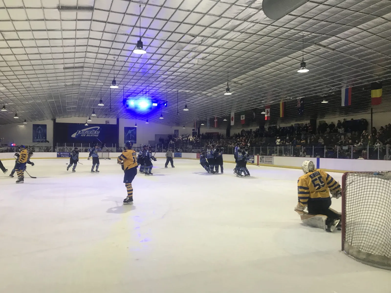 The 60 m by 30 m ice at Paradice Ice Skating Avondale during a hockey game — Paradice Ice Skating Avondale