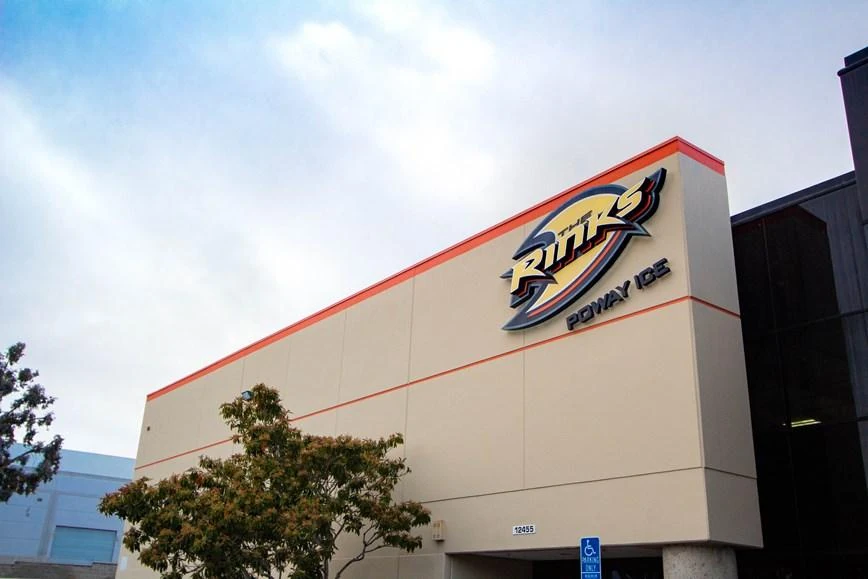 The Rinks sign on the Poway ICE building. — Poway ICE