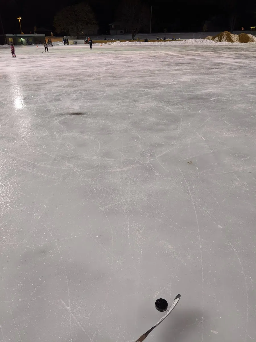 La superficie de hielo de la pista al aire libre de Running Park, Bloomington, de noche (foto del listado de Google Maps) — Running Park Outdoor Rink