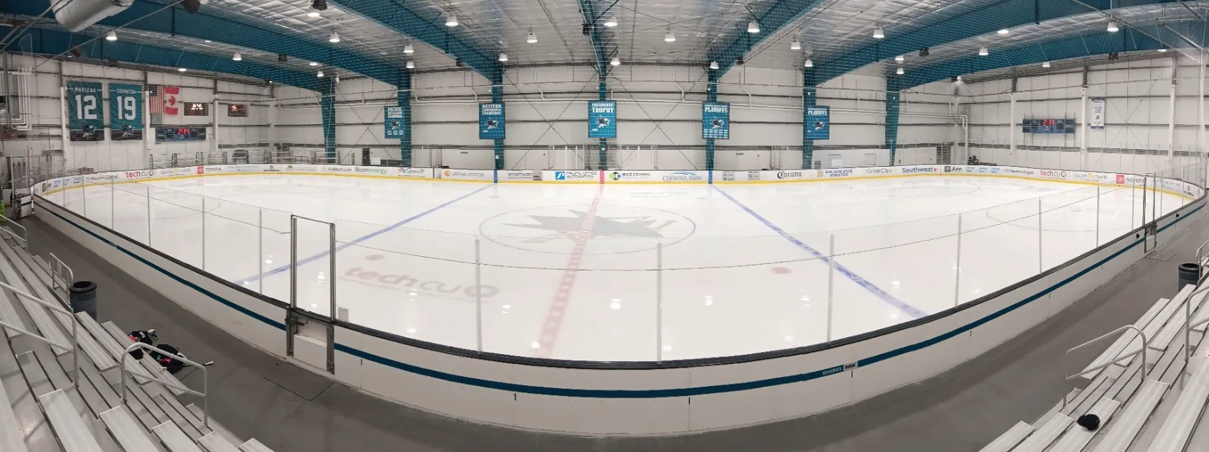 Empty Sharks Rink sheet from the bleachers — Sharks Ice at San Jose