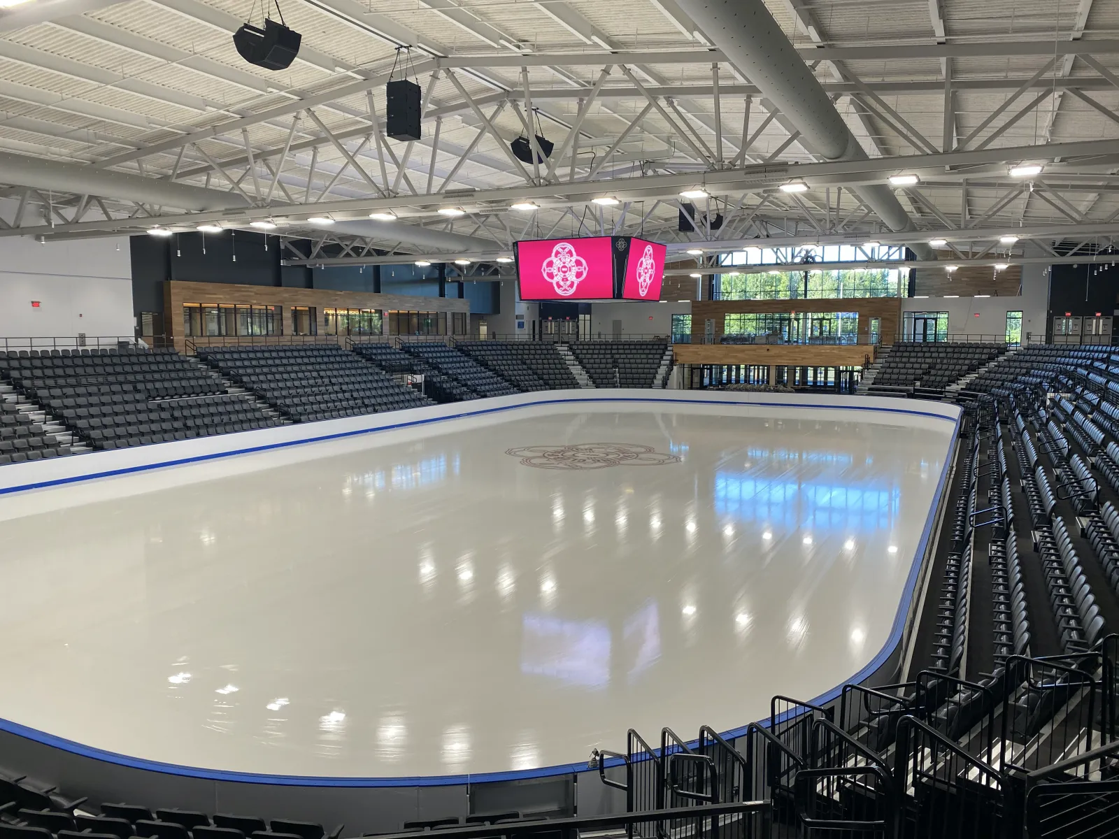 The Olympic-size ice sheet and seating bowl of the Tenley E. Albright Performance Center at the Skating Club of Boston — The Skating Club of Boston