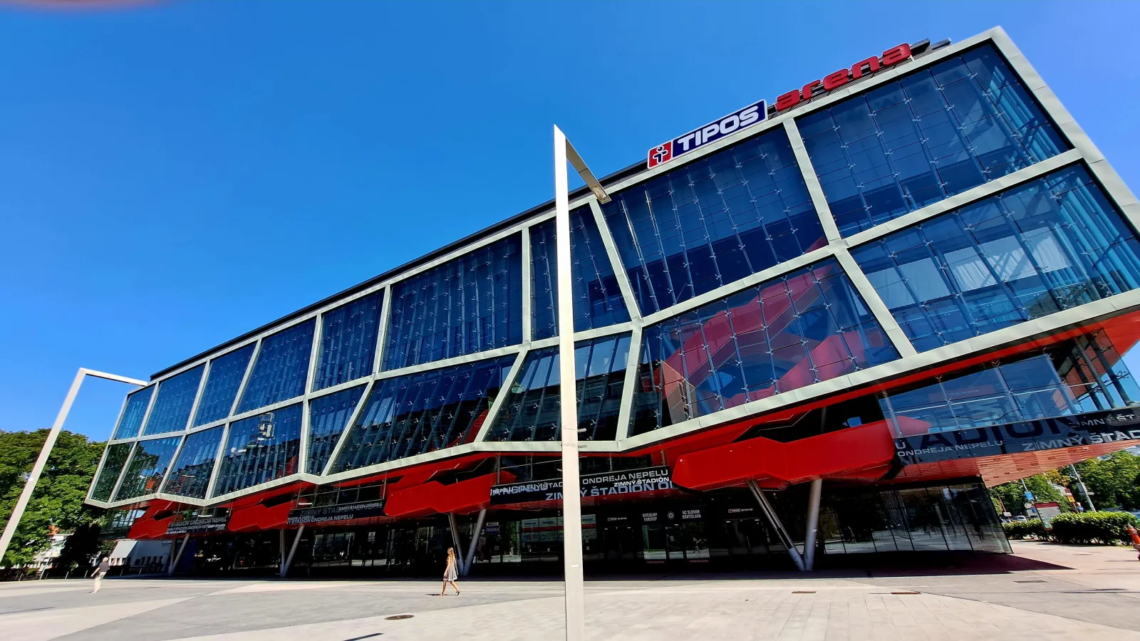 TIPOS Aréna, the Ondrej Nepela winter stadium, seen from the plaza — TIPOS Aréna - Zimný štadión Ondreja Nepelu