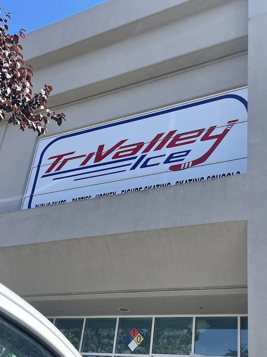 The Tri-Valley Ice sign on the building at 6611 Preston Ave — Tri Valley Ice (Livermore)