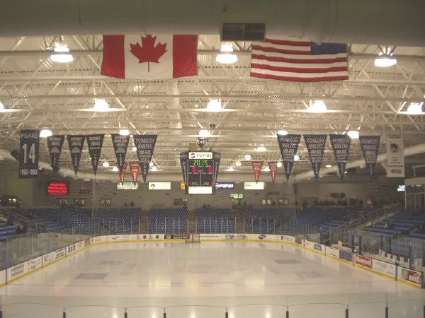 Main rink of the USA Hockey Arena (then the Compuware Sports Arena), seen from the seating bowl — USA Hockey Arena
