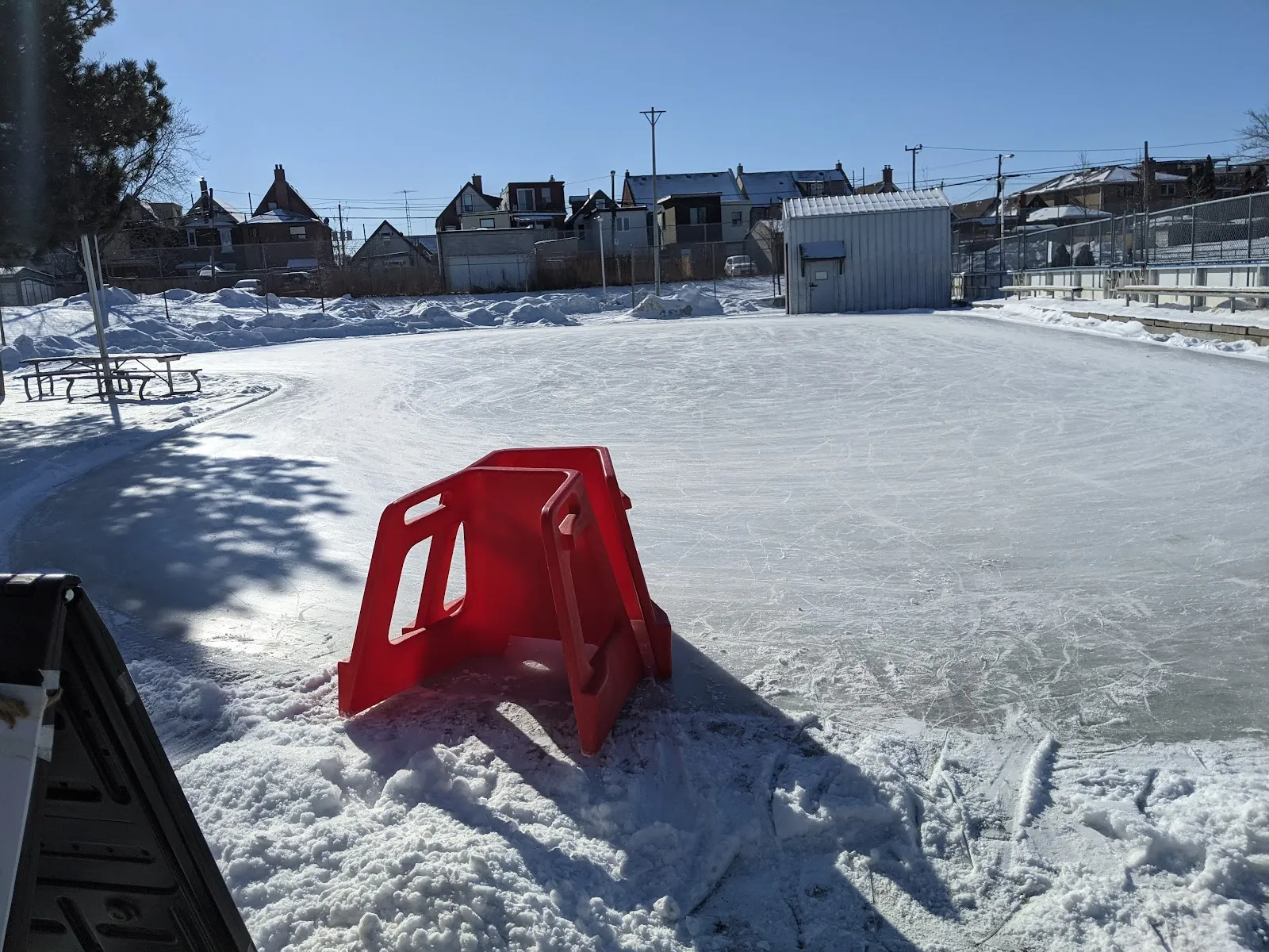 The ice at Wallace Emerson Park Outdoor Ice Rinks, in a photo from its Google Maps listing. — Wallace Emerson Park Outdoor Ice Rinks