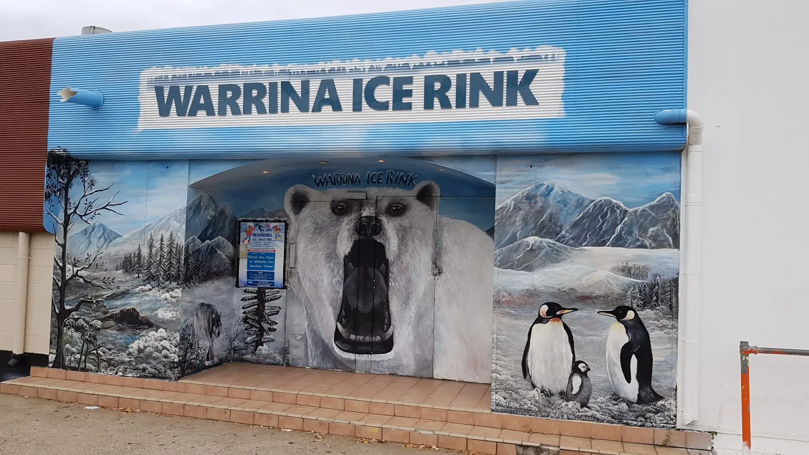 Warrina Ice Rink entrance with mural — Warrina Ice Skating Rink