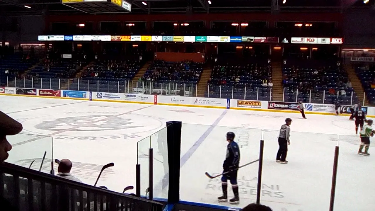 Western Financial Place ice and seating bowl during a game, seen from the glass — Western Financial Place