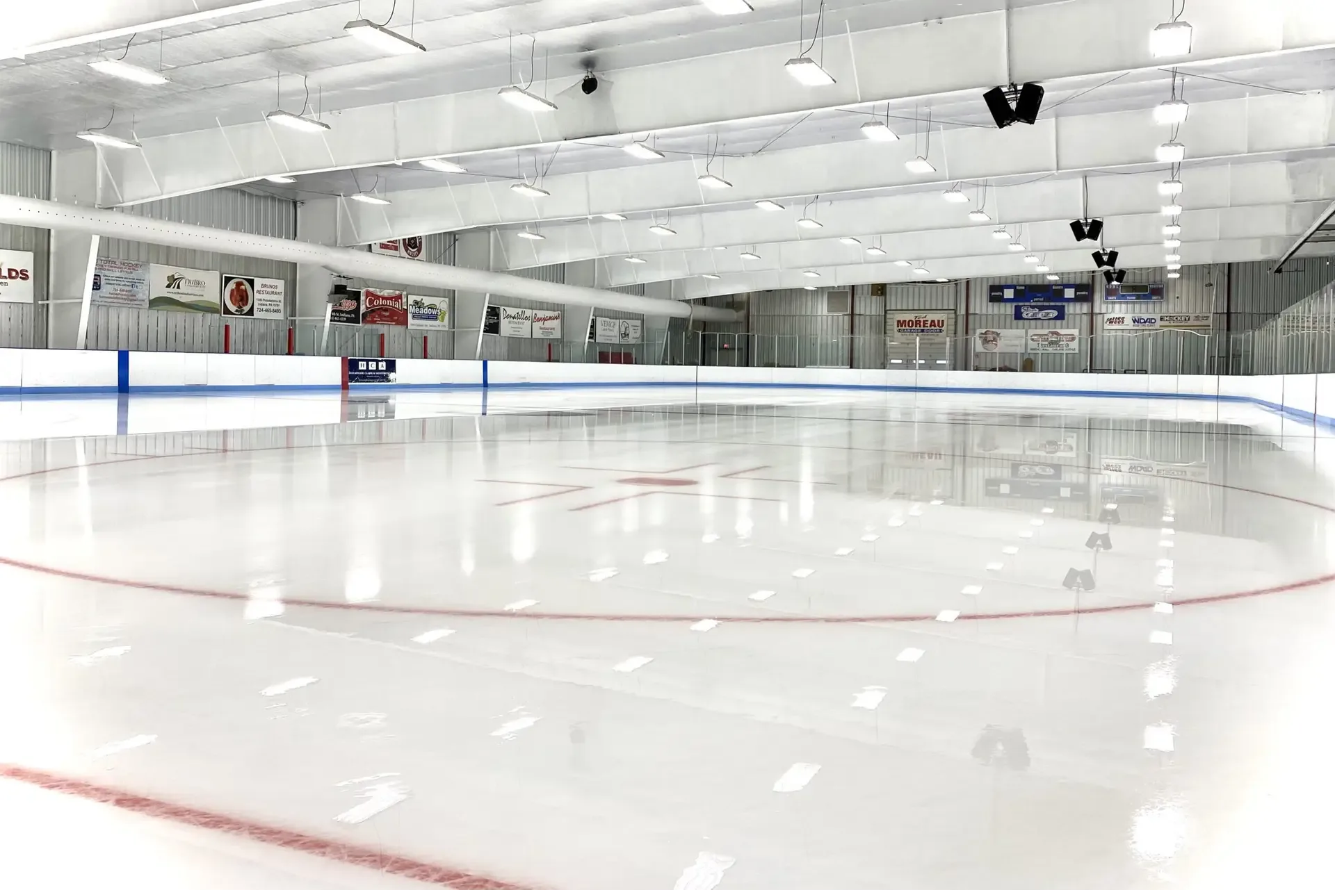 Almost the entire empty sheet from ice level in a corner — White Township Recreation Complex / S&T Bank Arena