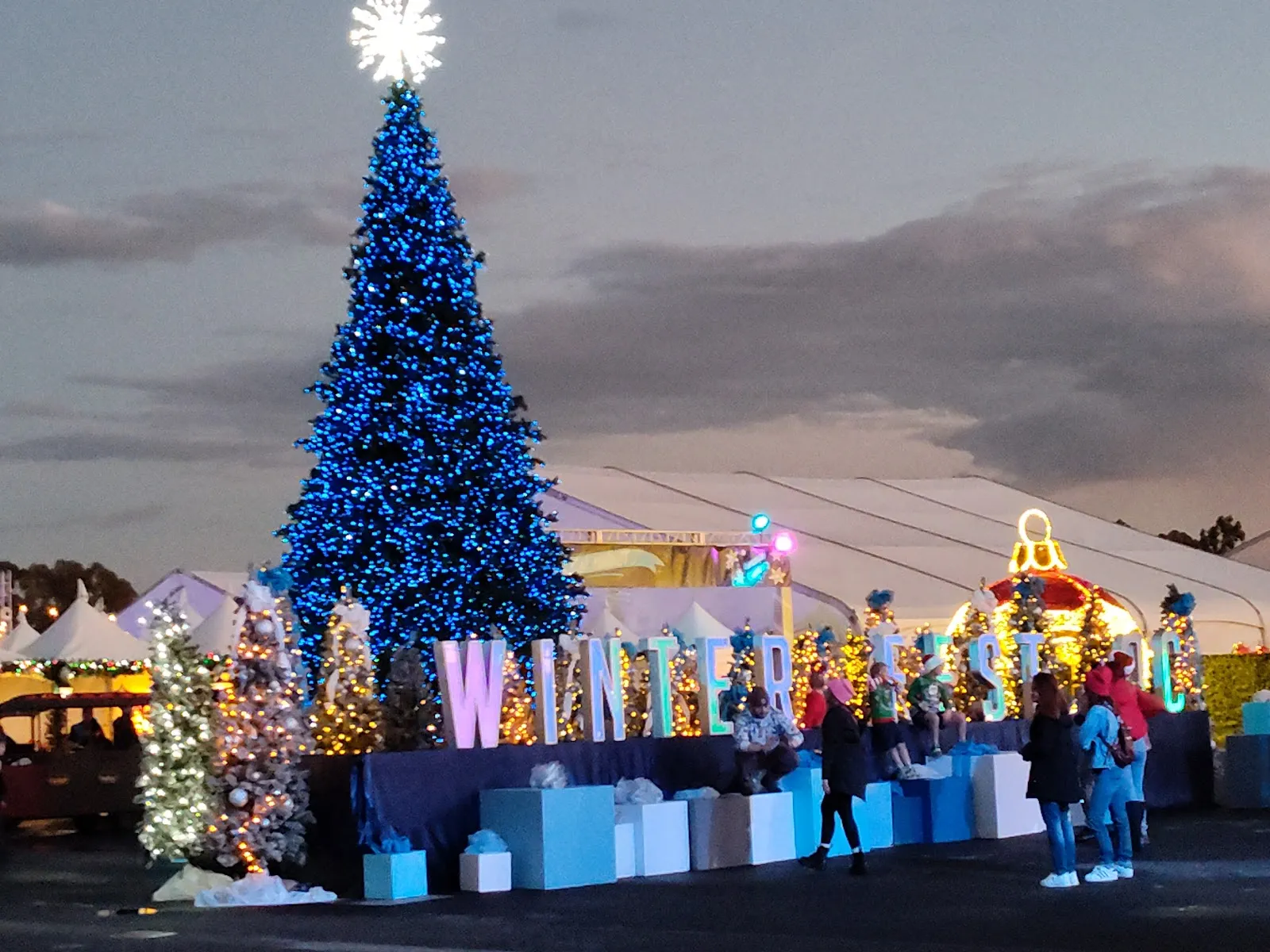 Winter Fest OC entrance sign and Christmas tree at the OC Fair & Event Center — Winter Fest OC Ice Skating